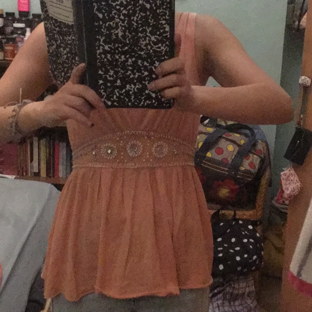 VTG Y2K Anthro Peplum Boho Top Beaded Sash - Picture 4 of 16